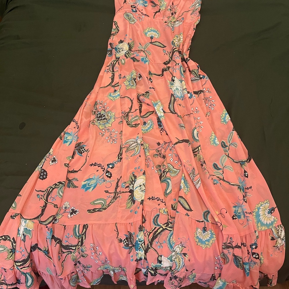 Pink High Low Sundress with Spaghetti Straps for Wedding Guest